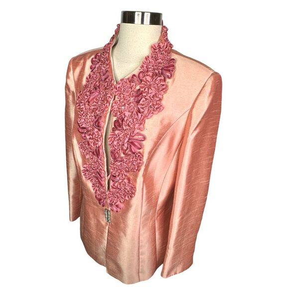 Vintage Aussie Austine Pink Satin Ruffled Blazer - Size 10 - Picture 3 of 6